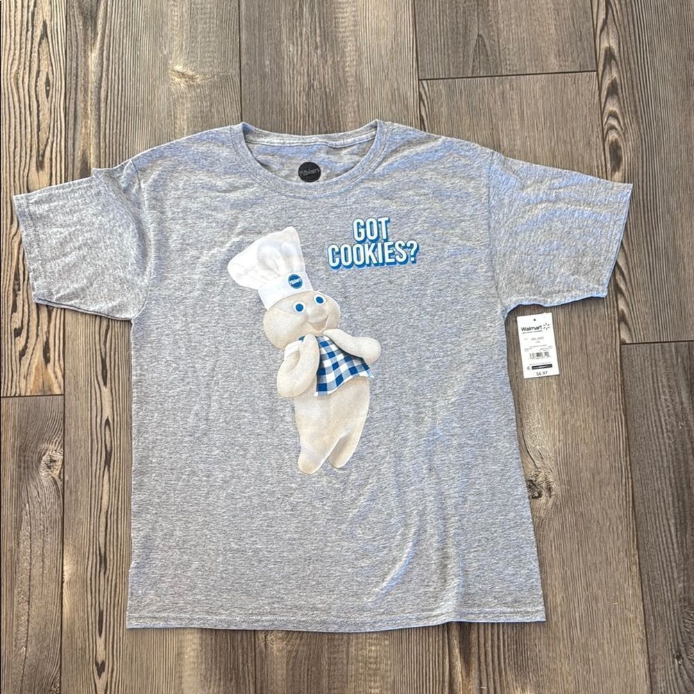 Kids gray Pillsbury doughboy got cookies, graphic tee